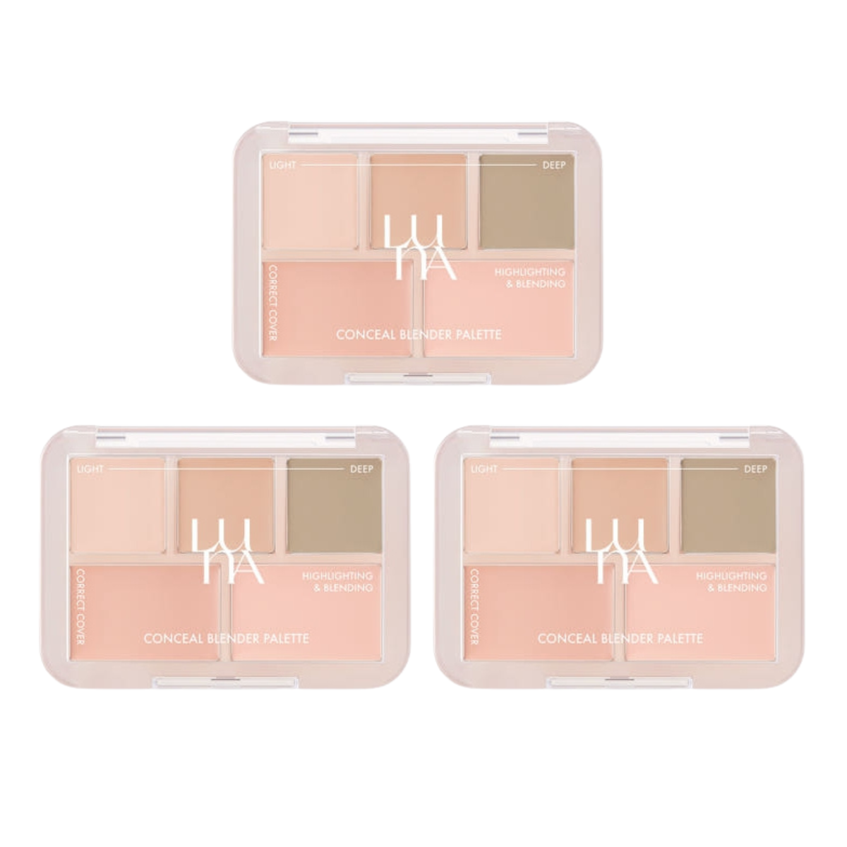 3 x LUNA Conceal Blender Palette 6g #3 Perfect Cover Natural