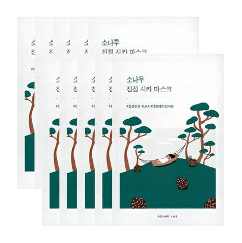 10 x ROUND LAB Pine Tree Cica Soothing Mask 1 Sheet