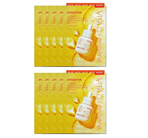 10 x innisfree Vitamin C Green Tea Enzyme Brightening Serum Gel Mask 25ml from Korea, 10 x innisfree Vitamin C Green Tea Enzyme Brightening Serum Gel Mask 25ml from Korea_1