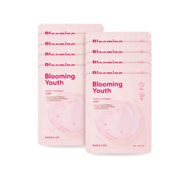 10 x BANILA CO Blooming Youth Peach Collagen Mask Sheet 20ml from Korea