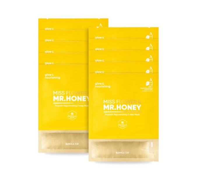 10 x BANILA CO Miss Flower & Mr. Honey Propolis Rejuvenating 2 Step Mask from Korea