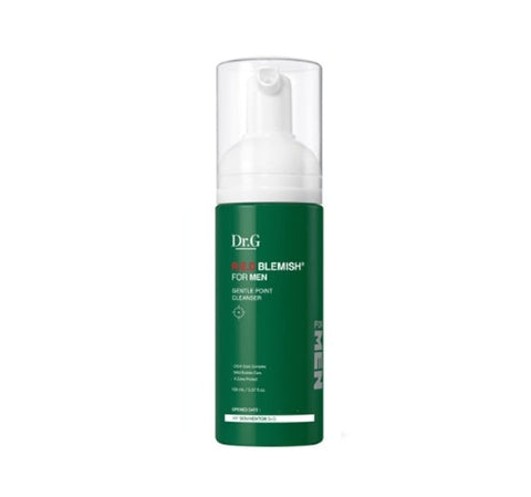 A bottle of Dr. G Red Blemish for Men All Gentle Point Cleanser, 150ml, with a white and green label.