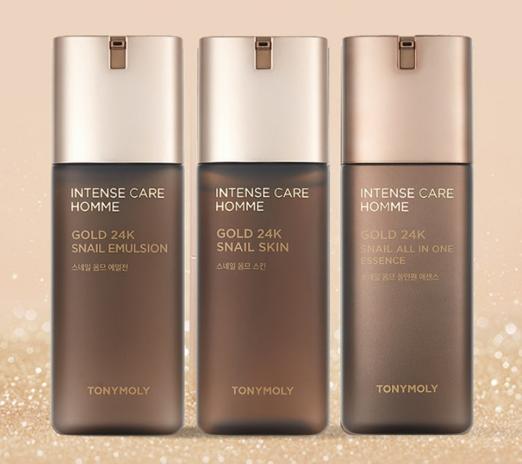 [MEN] TONYMOLY Intense Care Homme Gold 24K Snail Skincare Set (4 Items) from Korea