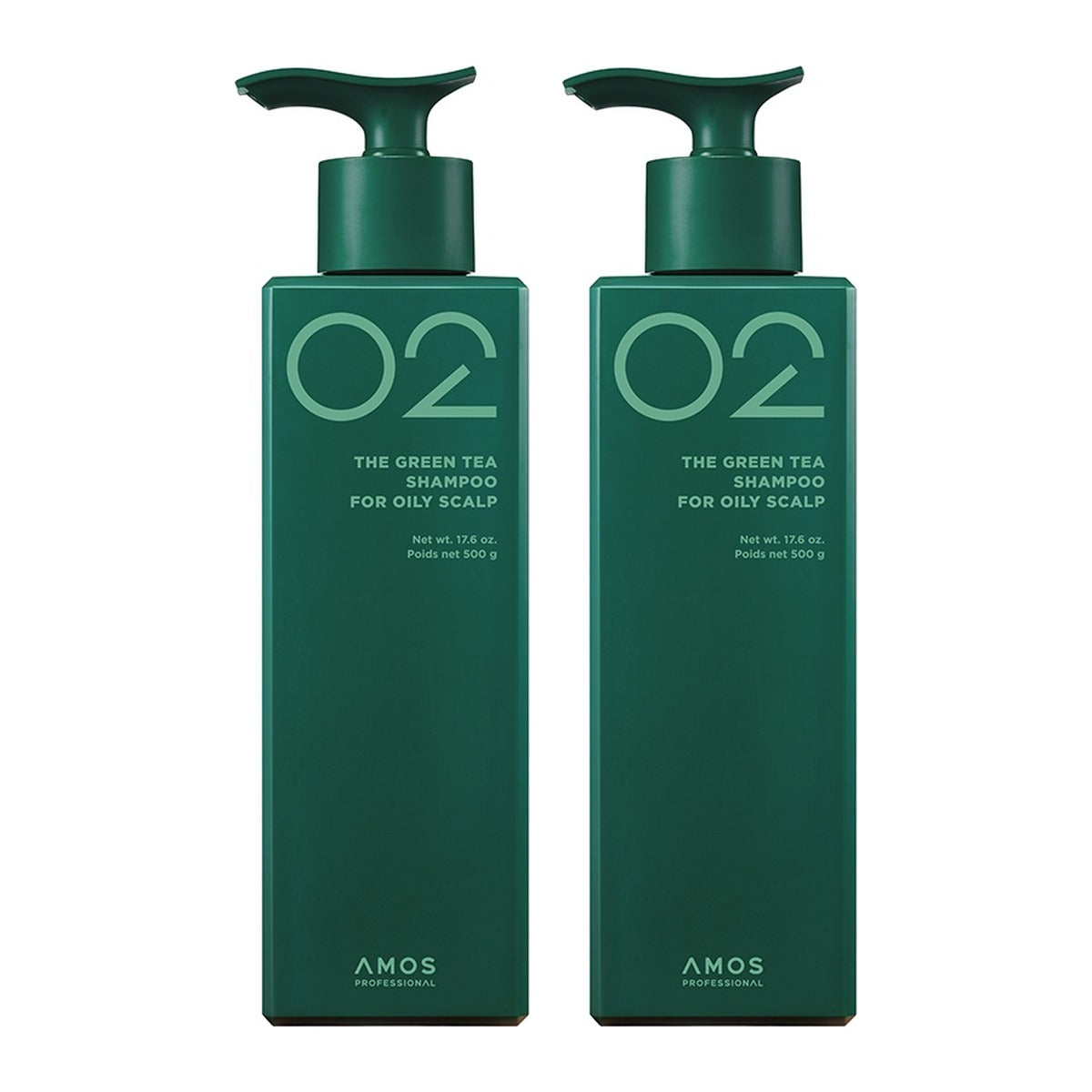 AMOS PROFESSIONAL The Green Tea Shampoo for Oily Scalp 500g bottle – 2 pack