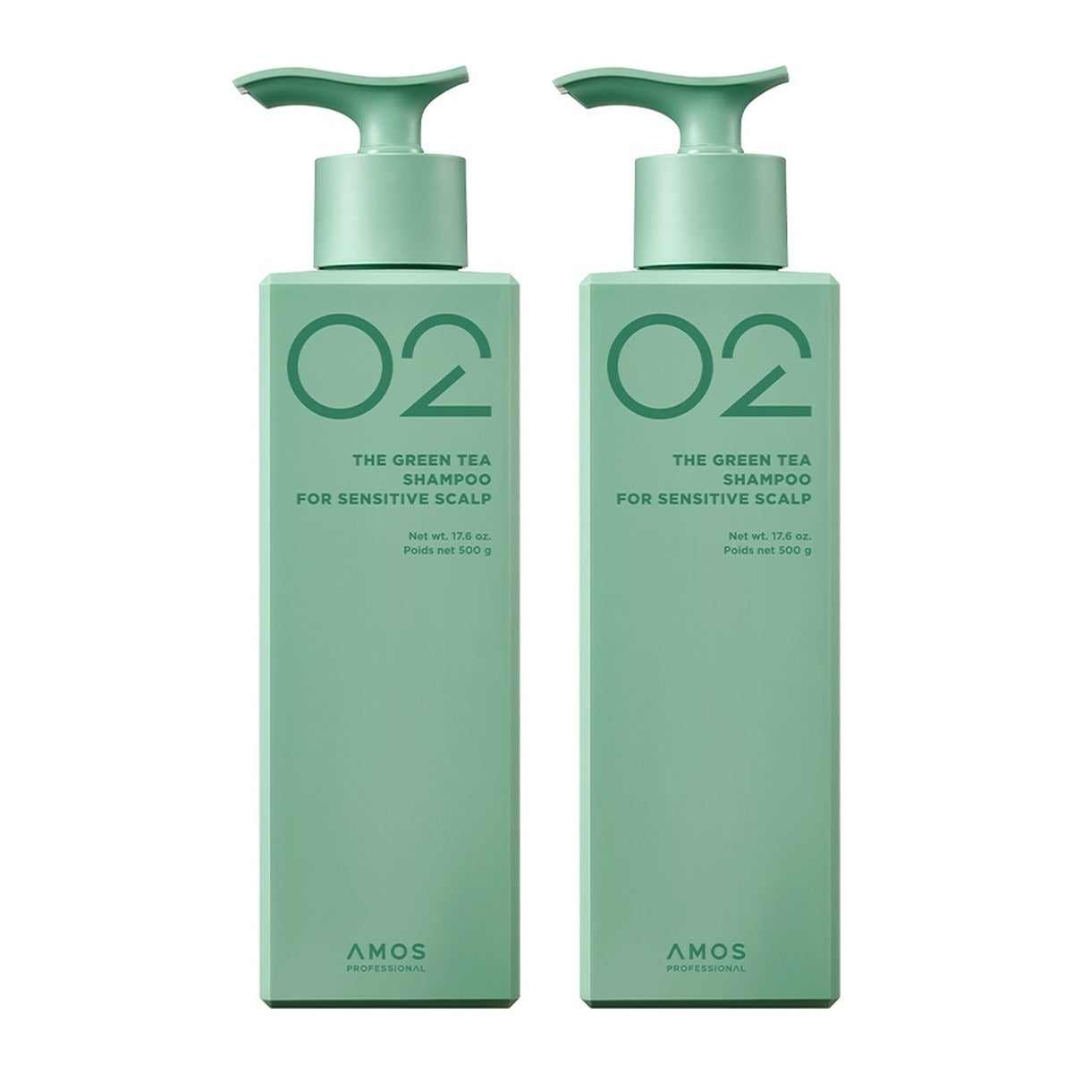 AMOS PROFESSIONAL The Green Tea Shampoo for Sensitive Scalp 500g bottle – 2 pack