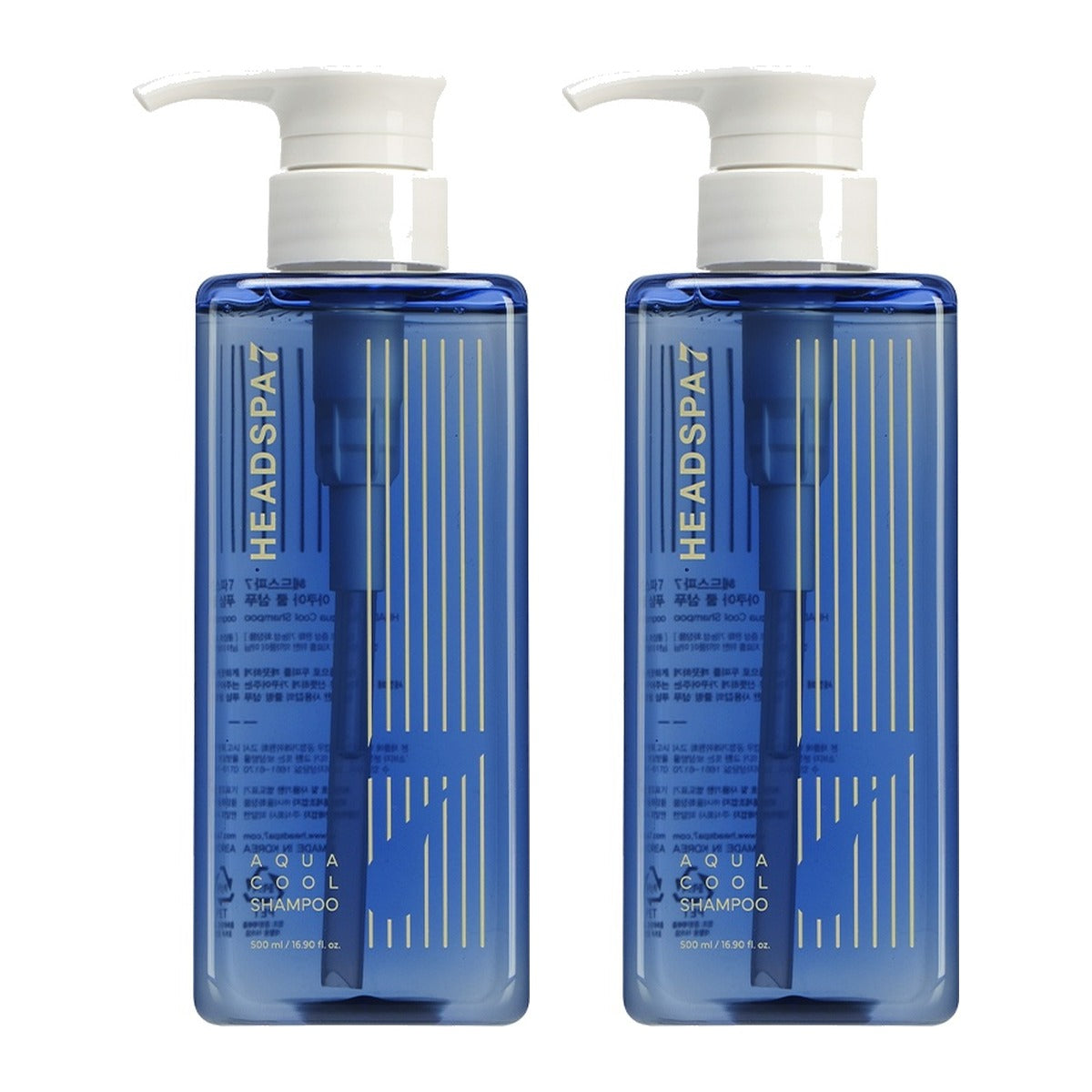 HEADSPA 7 Aqua Cool Shampoo 500ml pump bottle – 2 pack