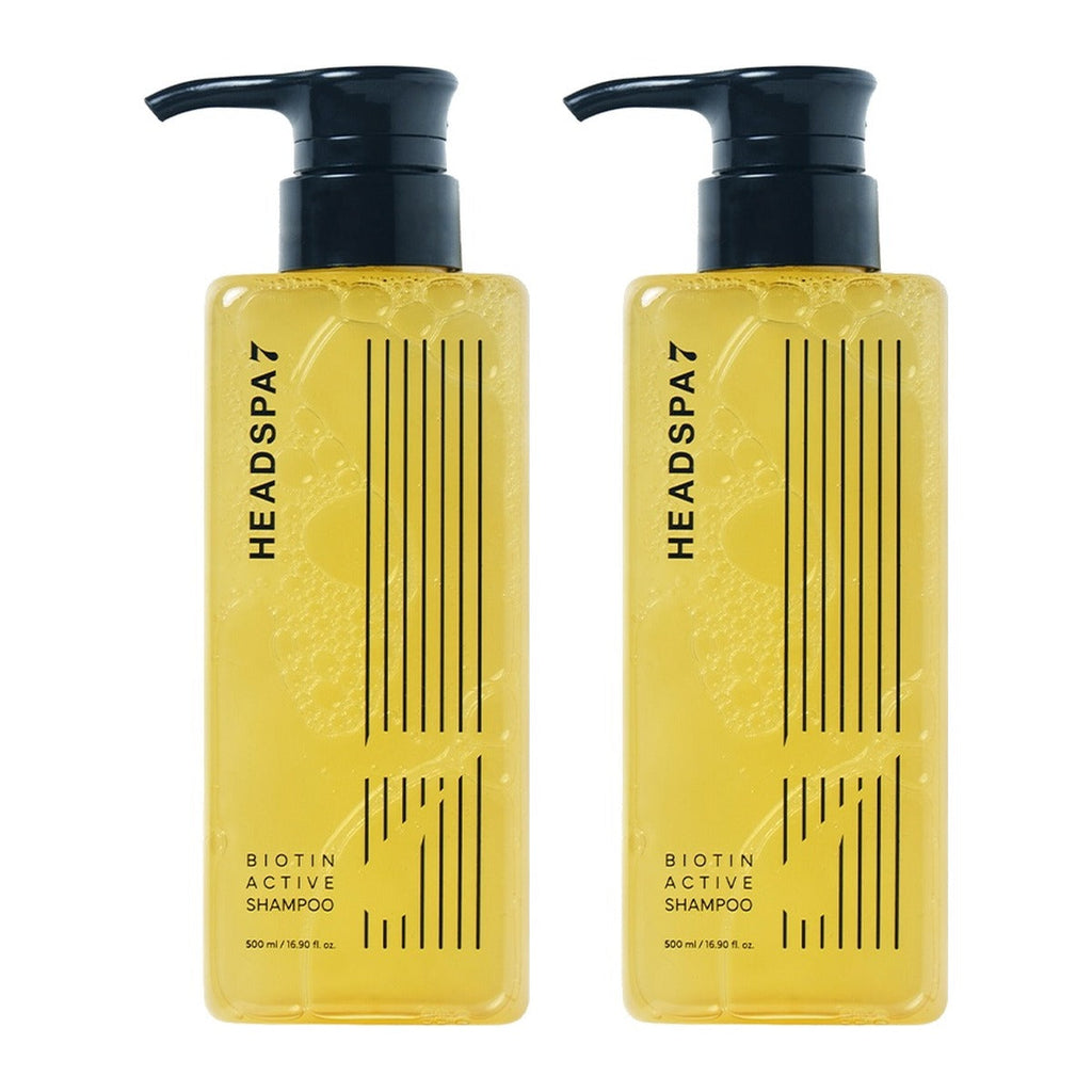 HEADSPA 7 Biotin Active Shampoo 500ml pump bottle – 2 pack