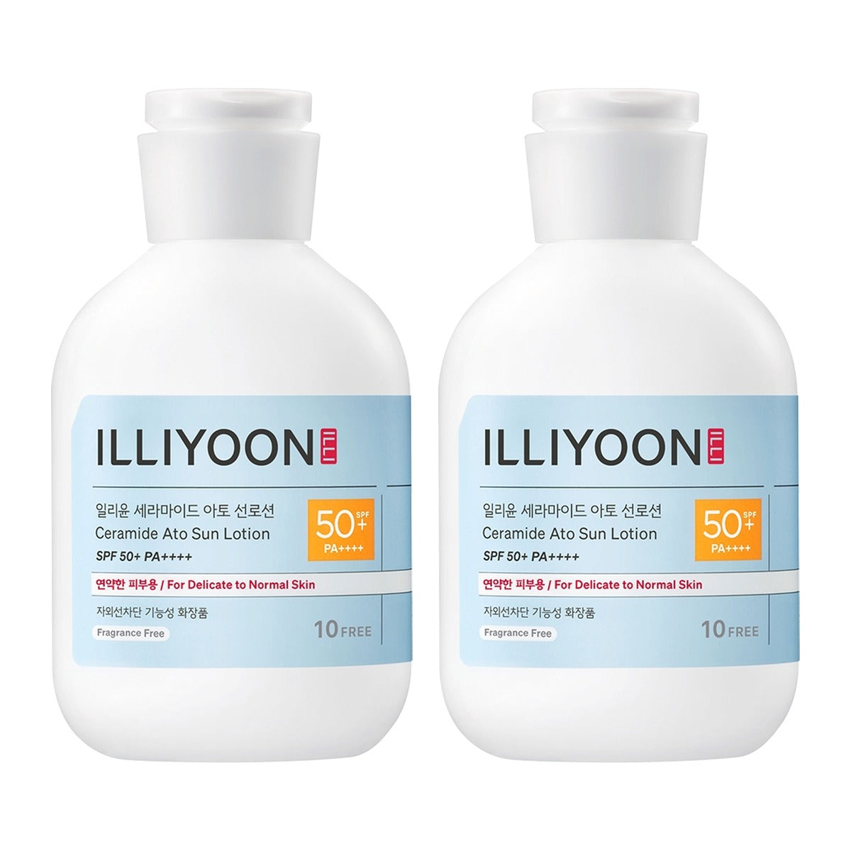 ILLIYOON Ceramide Ato Sun Lotion SPF50+ PA++++ 180ml bottle – 2 pack