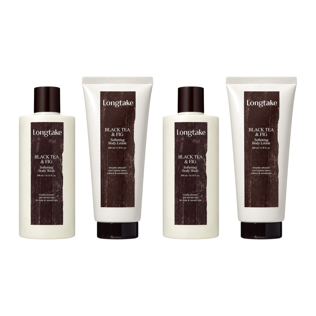 Longtake Black Tea & Fig Softening Body Gift Set with Body Wash 300ml and Body Lotion 200ml – 2 pack