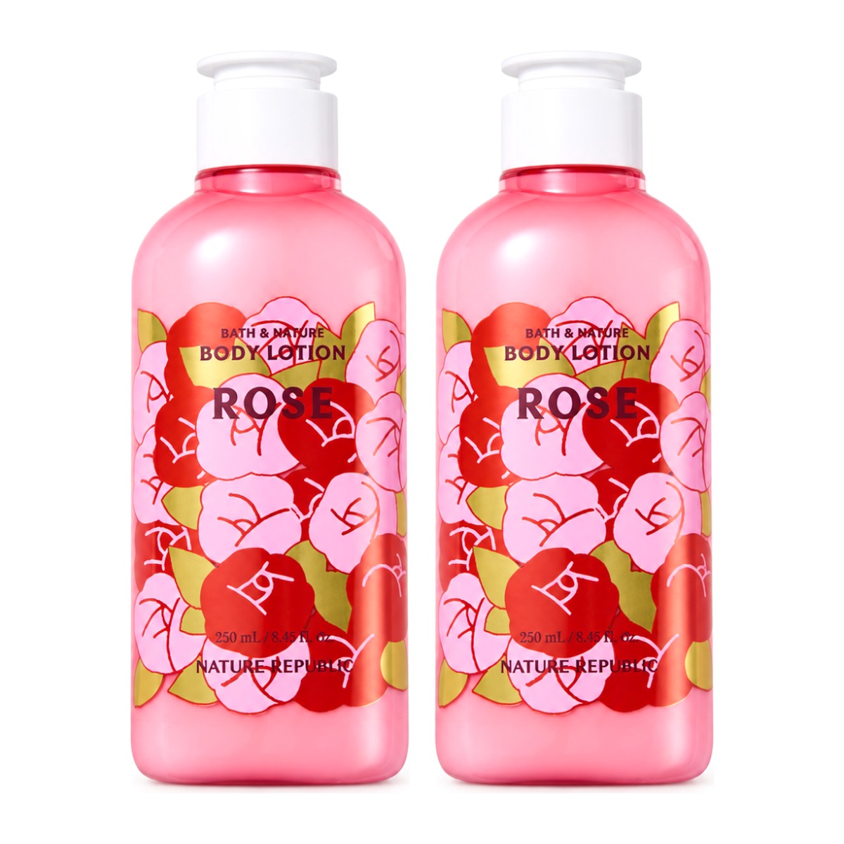 NATURE REPUBLIC Bath & Nature Body Lotion Rose 250ml bottle – 2 pack