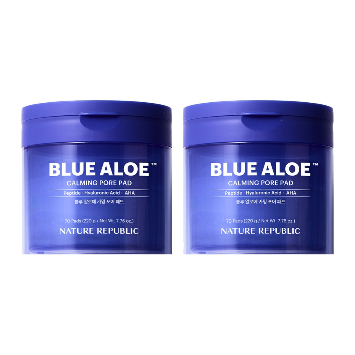 NATURE REPUBLIC Blue Aloe Calming Pore Pad 70 pads jar – 2 pack