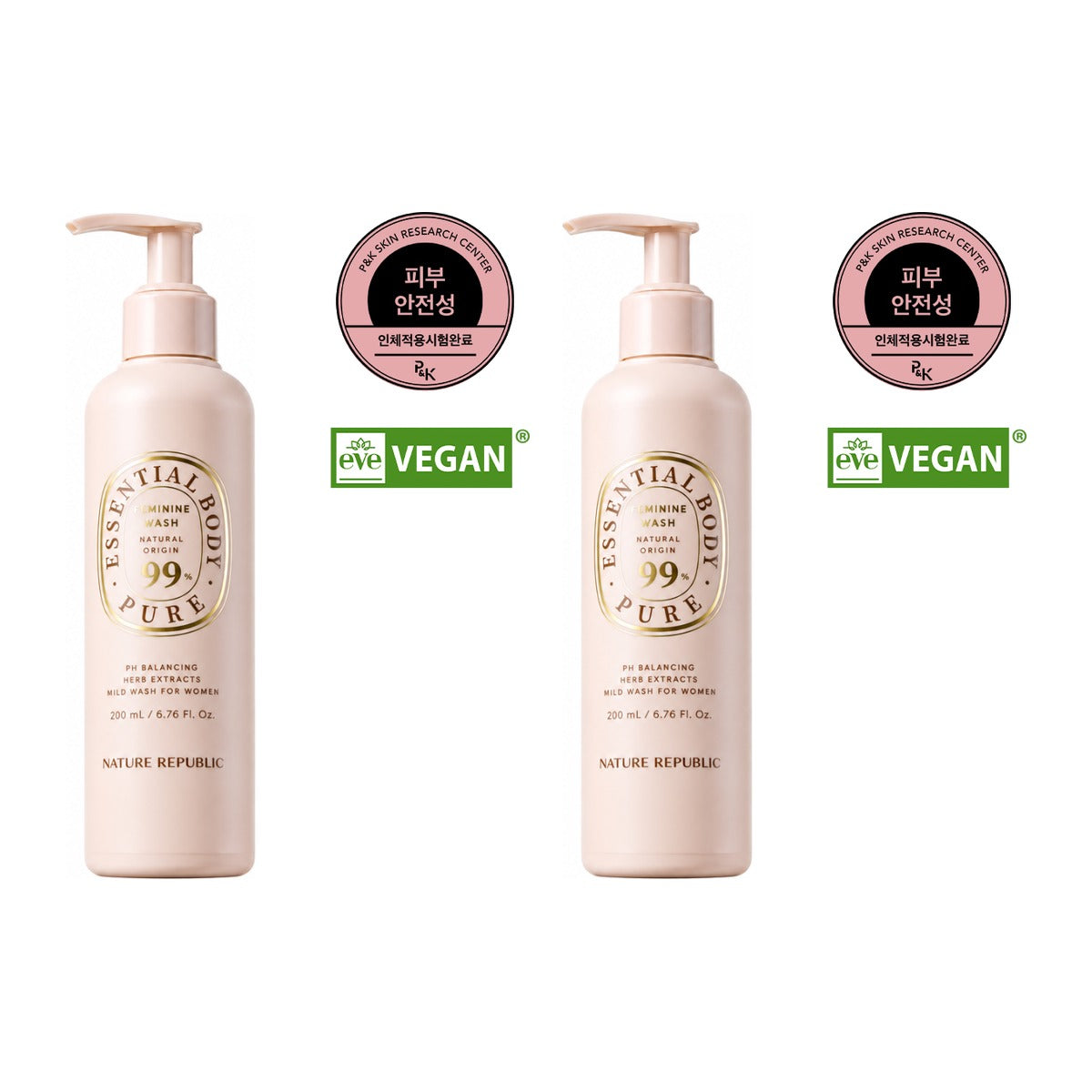 NATURE REPUBLIC Essential Body Pure Feminine Wash 200ml pump – 2 pack