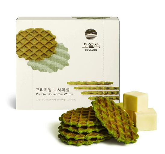 3 x OSULLOC Green Tea Waffles, 1 box X 8 pieces, from Korea by OSULLOC