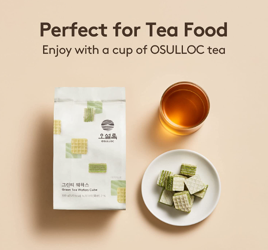 OSULLOC Green Tea Wafers Cube(Cookies), 1 Pack 100g from Korea_KT