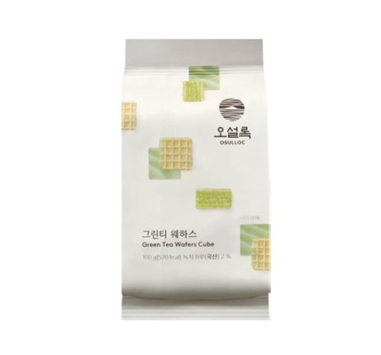 OSULLOC Green Tea Wafers Cube(Cookies), 1 Pack 100g from Korea