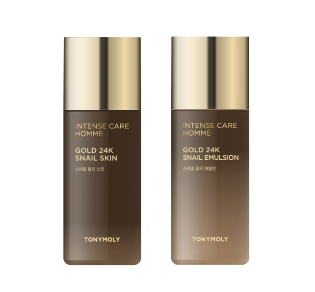 [MEN] TONYMOLY Intense Care Homme Gold 24K Snail Skincare Set (4 Items) from Korea