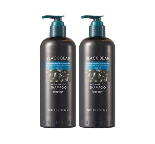 2 x NATURE REPUBLIC Black Bean Anti Hair Loss Shampoo 520ml from Korea