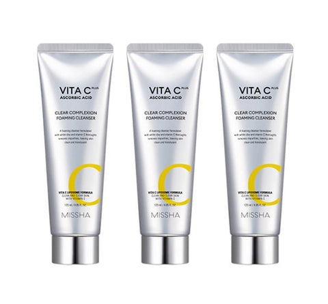 3 x MISSHA Vita C Plus Clear Complexion Foaming Cleanser 120ml from Korea