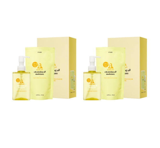 2 x ETUDEReal Art Cleansing Oil Moisture 185ml & Refill 185ml from Korea