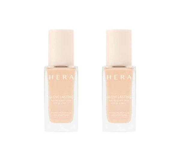 2 x HERA Glow Lasting Foundation 24H Radiandt Skin 30g, SPF22/PA++, 8 Colours from Korea + Sample(1 Item)