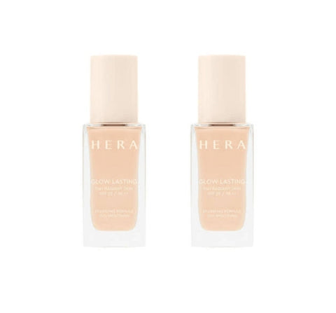 2 x HERA Glow Lasting Foundation 24H Radiandt Skin 30g, SPF22/PA++, 8 Colours from Korea + Sample(1 Item)