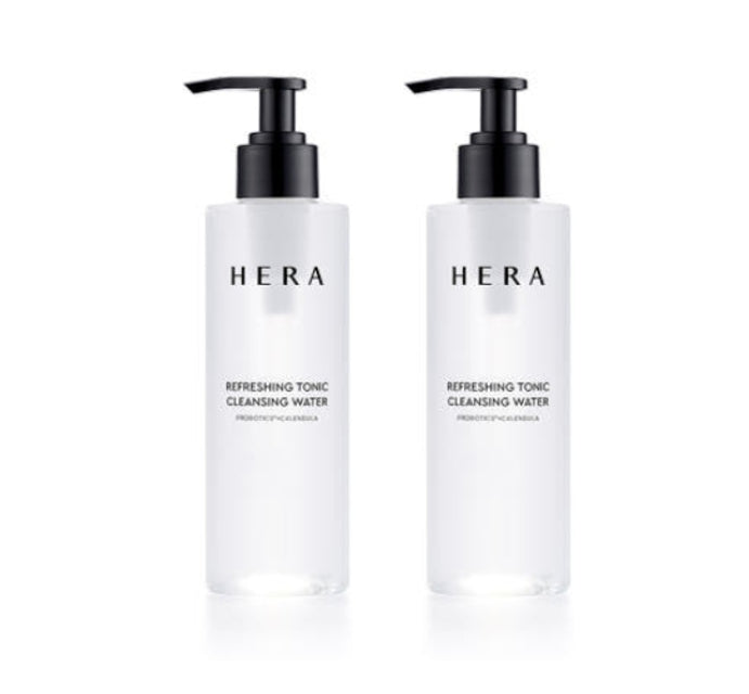 HERA Refreshing Tonic Cleansing Water for gentle makeup removal and skin hydration with a soothing, no-rinse formula