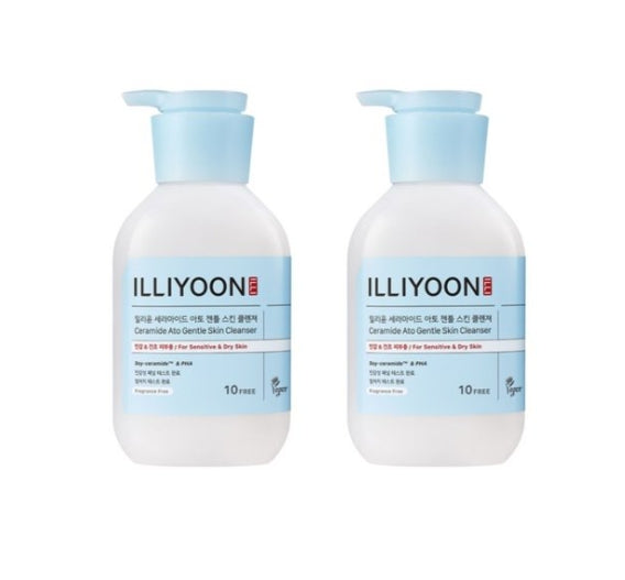 Two pump bottles of ILLIYOON Ceramide Ato Gentle Skin Cleanser, each labeled as 400ml.