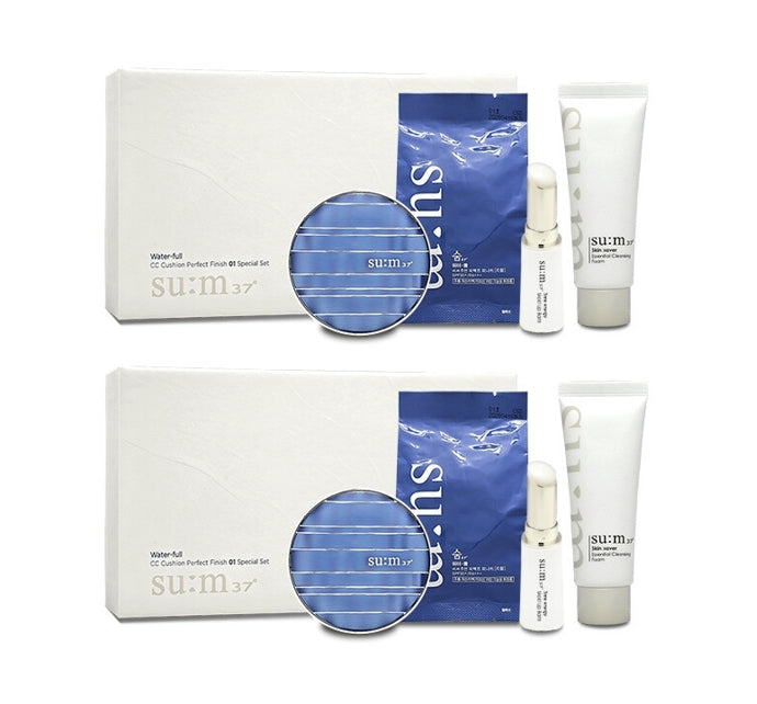 2 x Su:m37 Water-full CC Cushion Perfect Finish #01 Special Set (4 Items) May 2025 from Korea