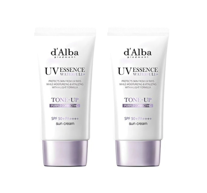 2 x d'Alba Waterfull Purple Tone-Up Sun Cream SPF50+ PA++++ 50ml from Korea