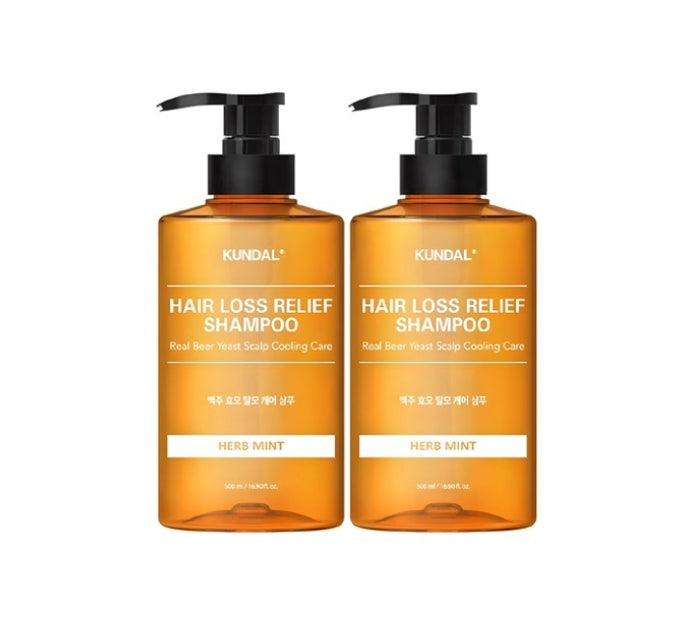 2 x KUNDAL Beer Yeast Hair Loss Shampoo Herb Mint 500ml