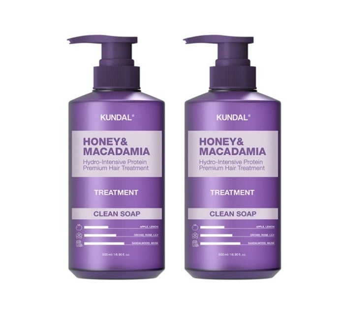2 x KUNDAL Honey & Macadamia Nature Shampoo Clean Soap 500ml