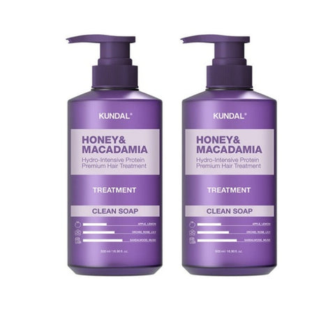 2 x KUNDAL Honey & Macadamia Nature Shampoo Clean Soap 500ml