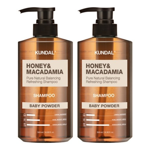 2 x KUNDAL Honey & Macadamia Nature Scalp Shampoo Baby Powder 500ml