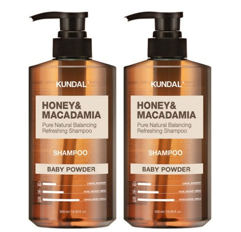 2 x KUNDAL Honey & Macadamia Nature Scalp Shampoo Baby Powder 500ml