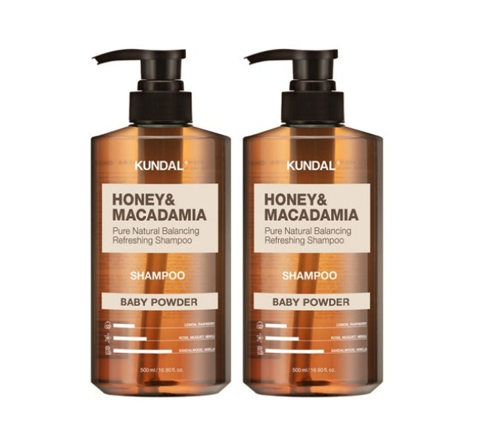 2 x KUNDAL Honey & Macadamia Nature Shampoo Baby Powder 500ml