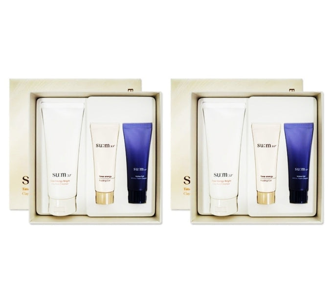 2 x Su:m37 Time Energy Bright Clay Pack Cleanser July 2025 Set (3 Items) from Korea