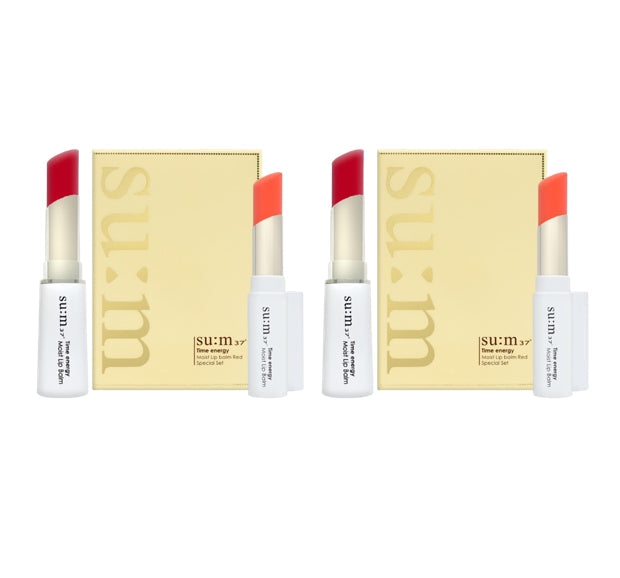 2 x Su:m37 Time Energy Moist Lip Balm Red Sep. 2025 Set (2 Items) from Korea