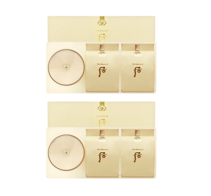 The History of Whoo Gongjinhyang:Mi Luxury Golden Cushion Set with radiant coverage and elegant golden packaging