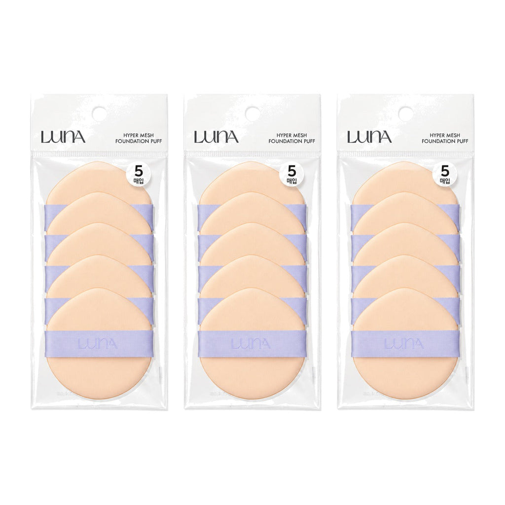LUNA Hyper Mesh Foundation Puff 5 pcs pack – 3 pack