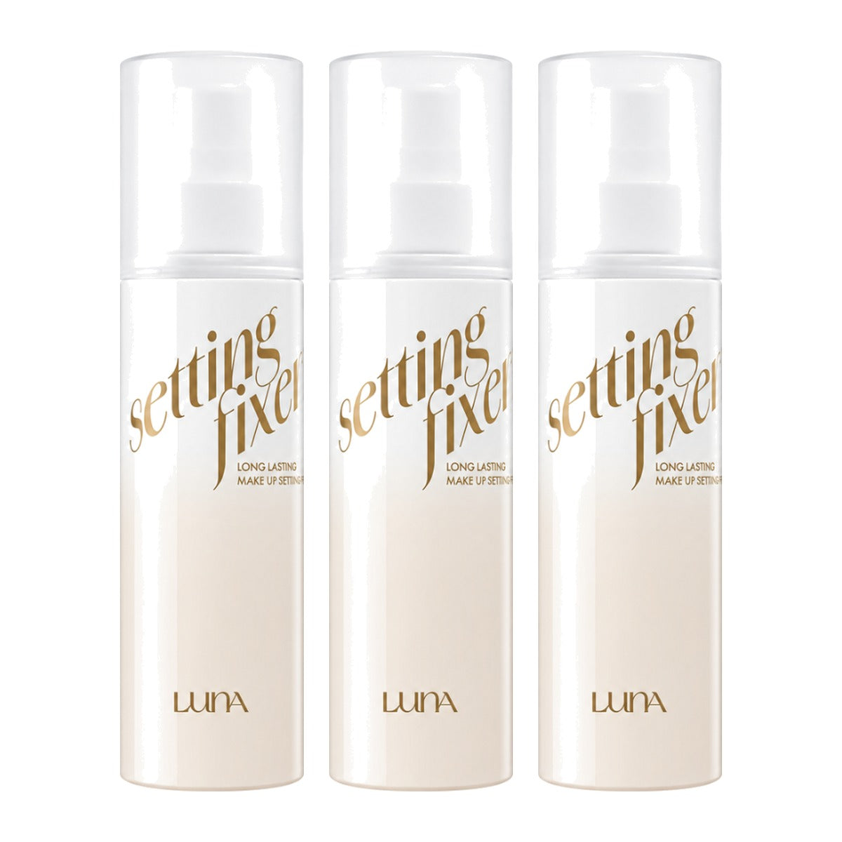 LUNA Long Lasting Make Up Setting Fixer 100ml spray bottle – 3 pack
