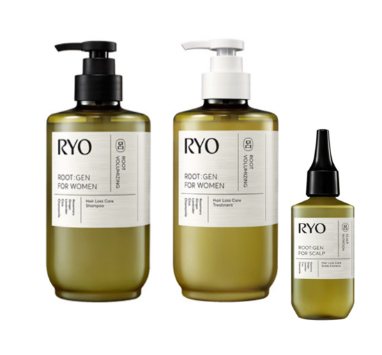 Ryo ROOT:GEN for Women Root Volumizing Hair Loss Care Shampoo 353ml + Ryo ROOT:GEN for Women Root Volumizing Hair Loss Care Treatment 353ml + Ryo ROOT:GEN for Scalp Hair Loss Care Scalp Essence 80ml from Korea_H