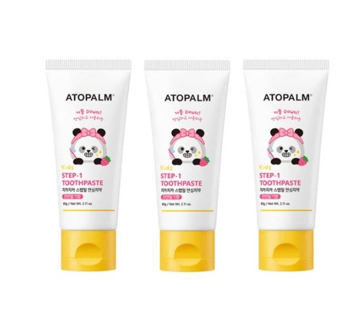 3 x ATOPALM Kids Chika Chika Step-1 Toothpaste (Natural Strawberry Flavor) 60g from Korea
