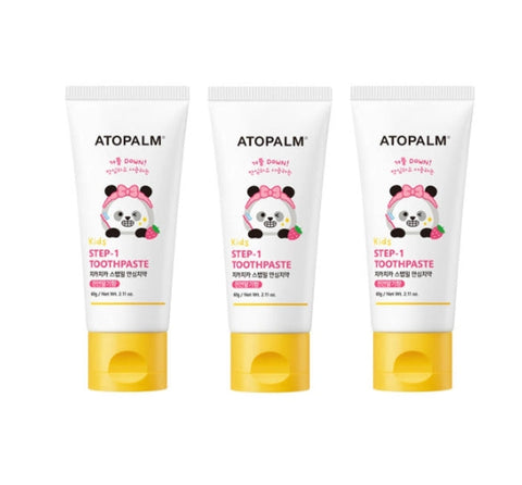 3 x ATOPALM Kids Chika Chika Step-1 Toothpaste (Natural Strawberry Flavor) 60g from Korea
