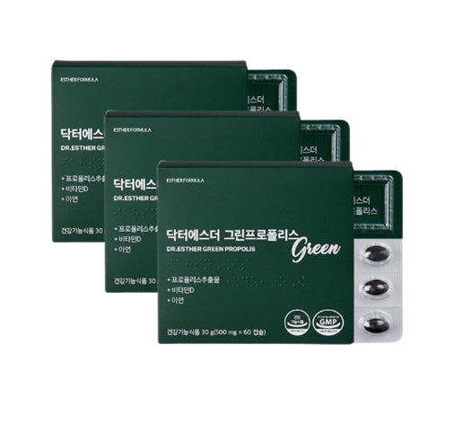 3 x ESTHER FORMULA Green Propolis, 60 Capsuls from Korea