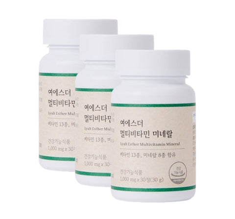 3 x ESTHER FORMULA Lyuh Esther Daily Multivitamin & Mineral Supplement (21 Nutrients) 30 Tablets from Korea