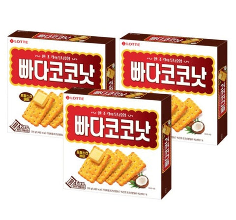 3 x Lotte Butter Coconut Biscuits 600g – Crispy Korean Coconut Cookies from Korea by Lotte