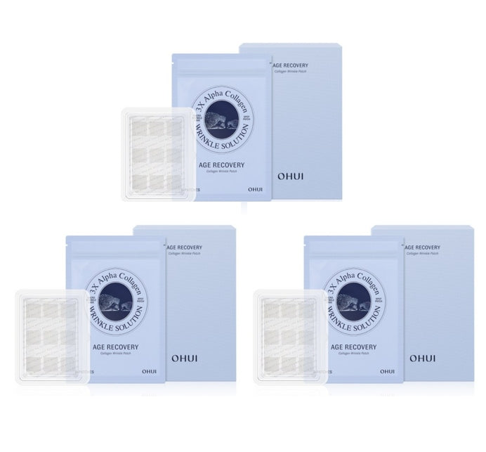 3 x OHUI Age Recovery Collagen Wrinkle Patch – 9 Patches, Anti-Aging Care from Korea