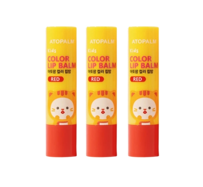 3 x ATOPALM Kids Color Lip Balm 3.3g Red from Korea