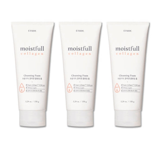3 x ETUDE Moistfull Collagen Cleansing Foam 150g from Korea