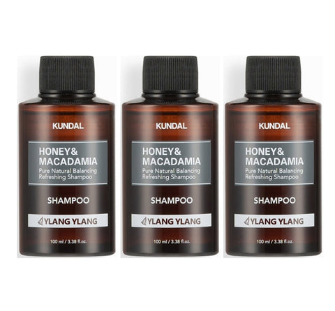 3 x KUNDAL Honey & Macadamia Nature Shampoo Ylang Ylang 100ml